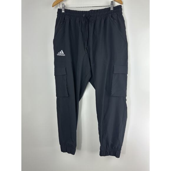 Adidas x KU Jayhawks Collegiate Pants Men's Size XL Black Woven Cargo Jogger - Picture 8 of 11